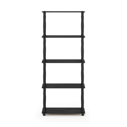 Furinno TURN-S-TUBE Storage Shelves, 5-Tier Book Shelf, Corner Shelf, Toolless Open Shelves, Classic Tubes, for Organization and Storage, Living Room, Garage, Home Office, Americano