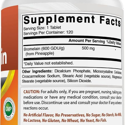 Best Naturals Bromelain 500mg 120 Tablets (120 Count (Pack of 2))