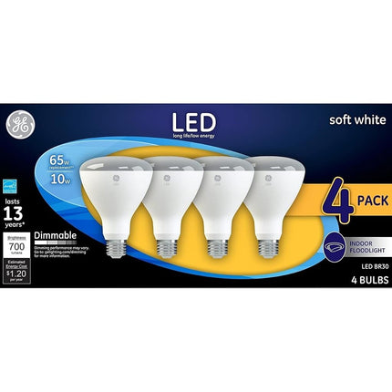 GE Soft White 65W Replacement LED Light Bulb Indoor Floodlight BR30 (4-Pack)