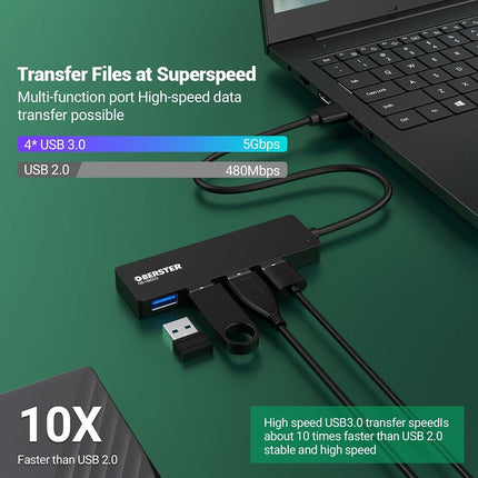 USB Hub 4 in 1 USB 3.0 Hub Ultra Slim USB Adapter USB Splitter USB 3.0 Hub with 4 USB 3.0 Port USB Splitter, i, Windows s Surface,