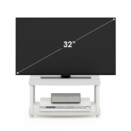 Furinno TURN-N-TUBE TV Riser Stand, 2-Tier Small Elevated No Tools TV Stand, TV Console for TV up to 32 inch, 15.8 x 23.8 x 11, for Living Room, Bedroom, White