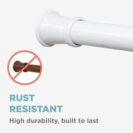 Zenna Home Tension Shower Curtain Rod, White, 26" to 76" Inches – Premium Adjustable Shower Curtain Rod for Bathroom, Easy No Drill Install – Rust Resistant Spring Tension Shower Curtain Pole