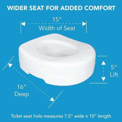 Carex Toilet Seat Riser - Adds 5.5 Inches of Height to Toilet - Raised Toilet Seat With 300 Pound Weight Capacity - Slip-Resistant