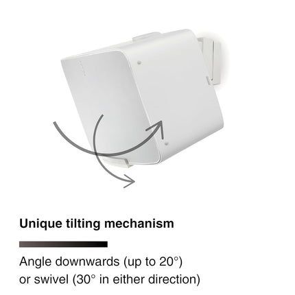 Flexson Wall Mount for Sonos Five and Play:5, Single pack in White, Swivels and Tilts