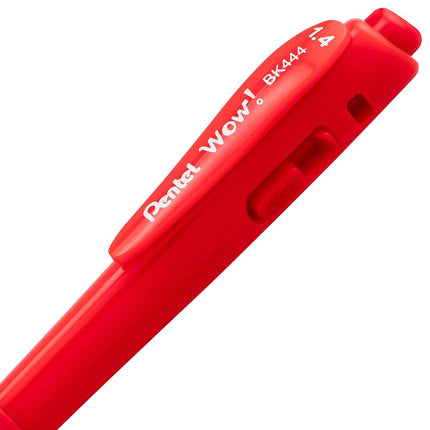 Pentel Wow! Retractable Ballpoint Pen, (1.4mm), Bold Line, Red Ink, Pack of 8 (BK444BP8B)