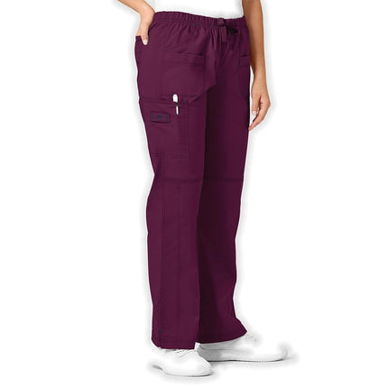 WonderWink 6208AWINXXS WonderFLEX Women's Patience Curved Notch-Neck Top, Wine, Standard-XXS Size