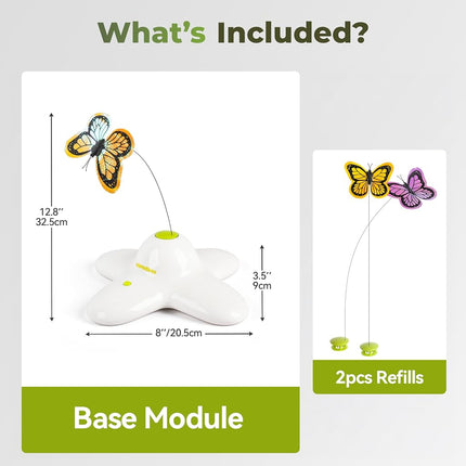 ALL FOR PAWS Interactive Cat Butterfly Toy with Two Replacement Flashing Butterflies Toy