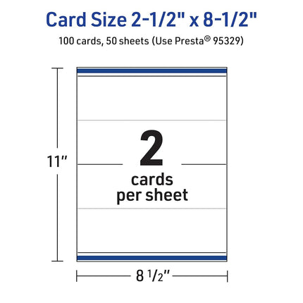 Avery Printable Rectangle Tent Cards, Sure Feed Technology, 2.5" x 8.5", Glossy White Carstock, Laser/Inkjet, 100 Total, Great for Table Talkers, Promotional Signs, Instructional Signs, and More