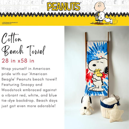 Franco Collectibles Peanuts Snoopy & Woodstock Super Soft Cotton Bath/Pool/Beach Towel, 58 in x 28 in, (100% Officially Licensed Product)