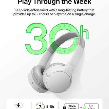Belkin SoundForm Mini Kids Wireless Headphones w/Built-in Microphone, 30H of Playback Time, Fun Stickers, & Case - Over-Ear Headsets for Online Learning, School, iPhone, iPad, Galaxy, & More - White