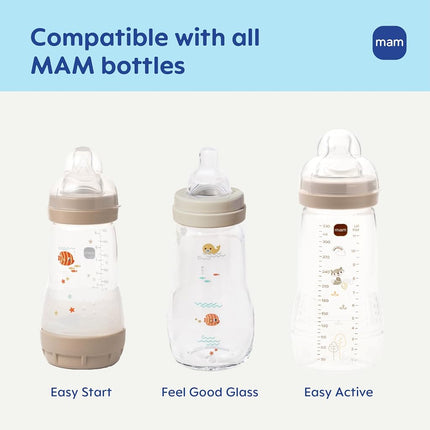 Tetinas MAM de Biberón, Flujo Extra Rápido Nivel 4, para 6+ Meses, Tetinas de Silicona SkinSoft para Biberones de Bebé, Compatible con Todos los Biberones MAM, Paquete de 4