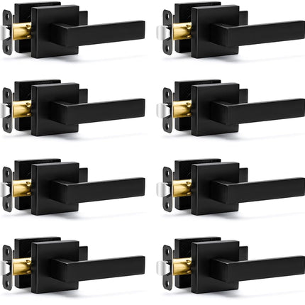 8 Pack Passage Door Handles Matte Black Door Knobs