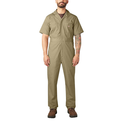 Dickies Overol de Manga Corta para Hombre, Caqui, 3X-Grande Alto