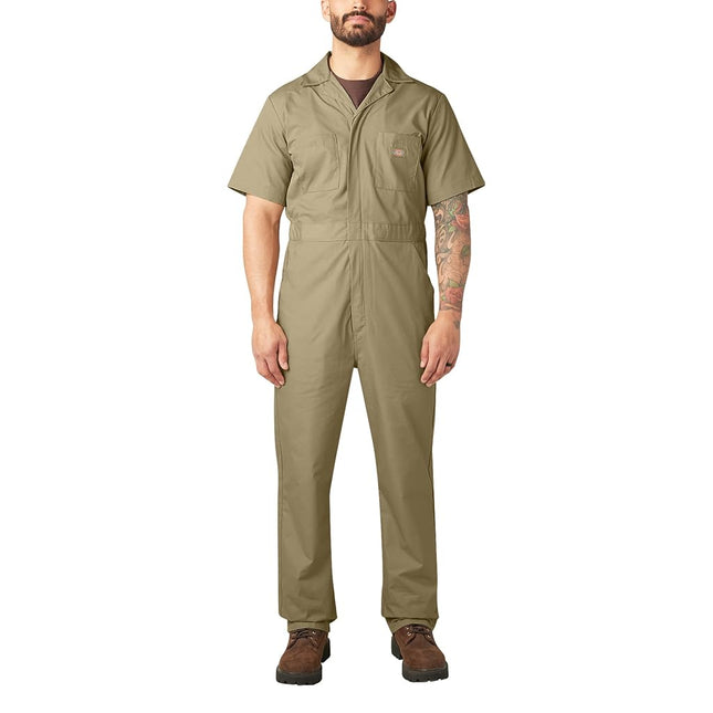 Dickies Mens Short Sleeve Coveralls, Khaki, Large Short