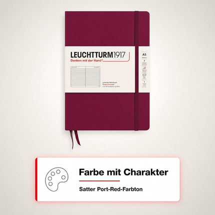 Notebook Medium (A5) Ruled, Hardcover, 251 Numbered Pages, Port Red