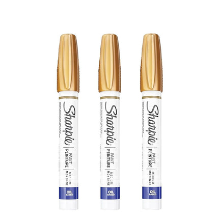 SHARPIE Oil-Based Paint Marker, Medium Point, 3-Count (Metallic Gold)