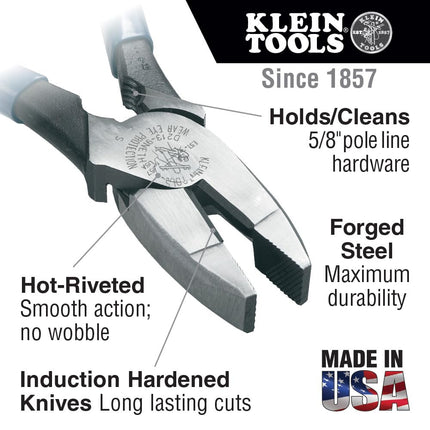 Klein Tools HD2139NETH Side Cutter with Thread Holding, 0 V, Red/Silver, 241 mm
