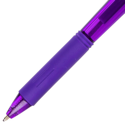 Pentel BK440 Retractable Ballpoint Pen and Ergonomic Triangular Grip Zone Pack of 12 Purple