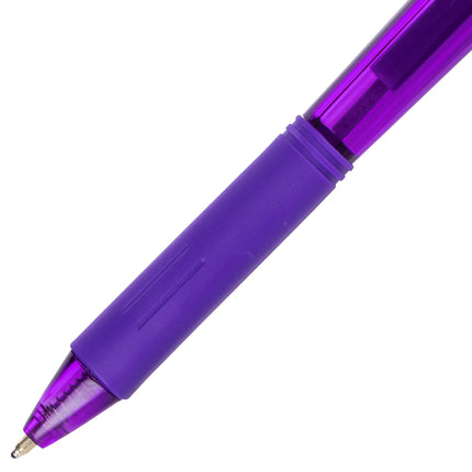 Bolígrafo retráctil Pentel BK440 y zona de agarre triangular ergonómica, paquete de 12, morado