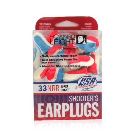 Howard Leight by Honeywell Super Leight USA Disposable Foam Shooting Earplugs, 10-Pairs (R-01891)