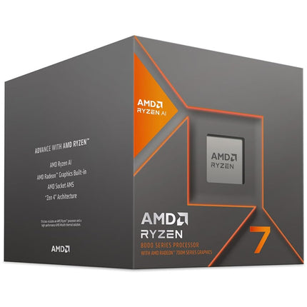 AMD Ryzensets 7 8700G processor (integrated Radeon Graphics,Ryzensets AI, 8 cores/16 threads, 65W TDP, AM5 Socket, Cache 24MB, up to 5,1Ghz max booth, with wraith stealth cooler)