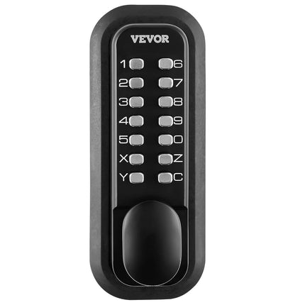 VEVOR Mechanical Keyless Entry Door Lock, 14 Digit Keypad, Water-Proof Zinc Alloy, Outdoor Gate Door Locks Set with Surface-Mounted Latch, Keypad and Knob, Easy to Install, for Garden, Garage, Yard
