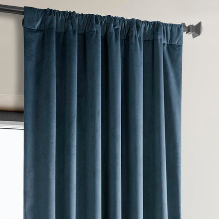 HPD Half Price Drapes Heritage Plush Velvet Curtains 120 Inch Long Room Darkening Curtains for Bedroom Living Room W50 x L20 Inch (1 Panel), Avalon Blue