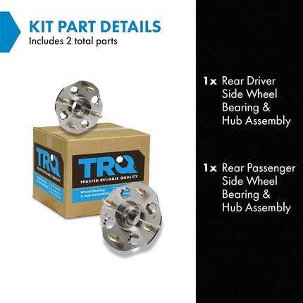 TRQ 4 Lug Rear Wheel Hub & Bearing Assembly Pair Set for Honda Accord w/ABS