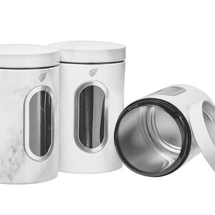 W Home FoodCanister-1 Food Canister, 47.16 fl oz, Marble, Food Storage Container for Food Storage