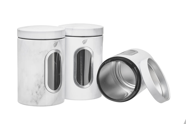 W Home FoodCanister-1 Food Canister, 47.16 fl oz, Marble, Food Storage Container for Food Storage