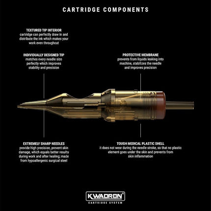 Kwadron Cartridge Tattoo Needles Cartridges, Box of 20, Magnum Shaders #12 Long Taper - 5 Magnum #12 Long Taper - 35/5 MGLT