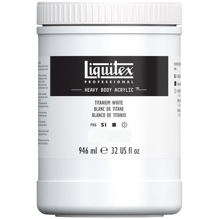 Peinture Acrylique Épaisse Professionnelle Liquitex, Pot de 946 ml, Blanc de Titane
