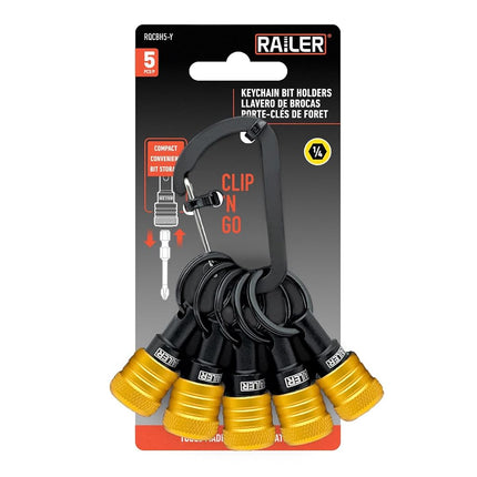Railer Bit Holder Keychain 5pc - 1/4 inch Hex Shan
