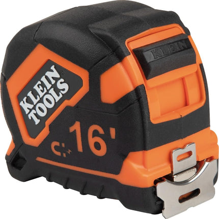 Klein Tools 9216 Tape Measure, 16-Foot Double-Hook Double-Sided Measuring Tape, Magnetic with Retraction Speed Break and Metal Belt Clip