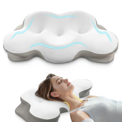 Cervical Neck Pillow, Pillows for Neck and Shoulder Pain, Contour Pillow, Neck Pillows, Pillow for Neck Pain Relief, Side Sleeper Pillows for Adults, Ergonomic Pillow, Memory Foam Pillows(Light_White)