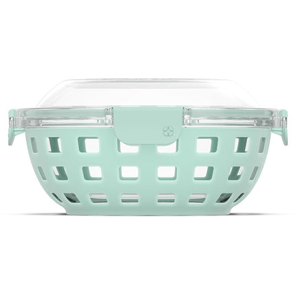 Ello DuraGlass Food Storage Glass Lunch Bowl - Meal Prep Container with Silicone Sleeve and Airtight Lid, 5 Cup, Yucca