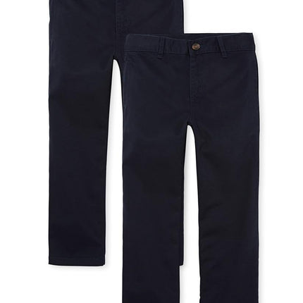 The Children's Place Pantalons Chino Extensibles Garçons,Nouveau Bleu Marine Lot de 2,8