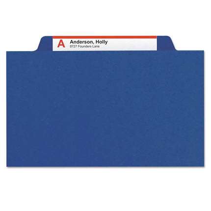 Smead Pressboard Classification File Folder with SafeSHIELD Fasteners, 2 Dividers, 2" Expansion, Letter Size, Dark Blue, 10 per Box (14032)