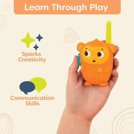 B. toys Hippo & Monkey Walkie-Talkies, 2-Pack Press-to-Talk Set, Activity