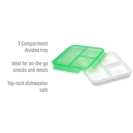 Goodful Reusable Lunch Container with 3 Compartments, BPA-Free, Leak-Proof Lid, Easy to Open and Close, Microwave Safe, Dishwasher Safe
