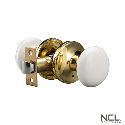 NCL White Door Knobs, Keyless Door Handles, Porcelain Door Levers, Interior Bath Door Knob