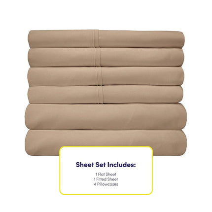 Queen Sheets Taupe - 6 Piece 1500 Supreme Collection Fine Brushed Microfiber Deep Pocket Queen Sheet Set Bedding - 2 Extra Pillow Cases, Great Value, Queen, Taupe