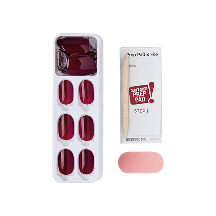 imPRESS Color Press On Nails, ‘Over You', Solid Burgundy, Short Oval, PureFit Technology, Patented Super Hold Adhesive, Chip Proof, Smudge Proof, Mini Nail File, Manicure Stick & 30 Fake Nails