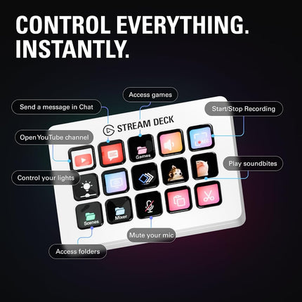 Elgato Stream Deck MK.2 White Studio Controller, 15 Keys