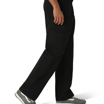 Wrangler Authentics Men's Twill Relaxed Fit Cargo Pant, Black Twill, 34W x 30L