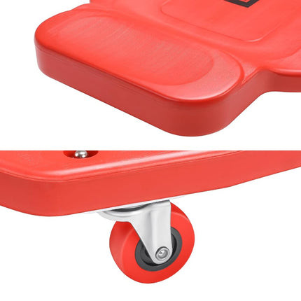 DNA MOTORING 38 Inches Low Profile Plastic Rolling Garage Shop Floor Creeper with Side Pockets & 4pcs Casters, Red, TOOLS-00393