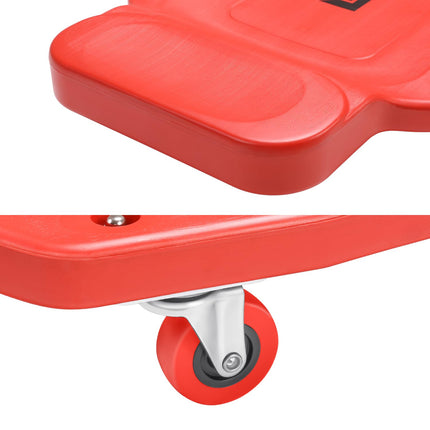 DNA MOTORING Camilla de taller de garaje rodante de plástico de perfil bajo de 38 pulgadas con bolsillos laterales y 4 ruedas, rojo, TOOLS-00393