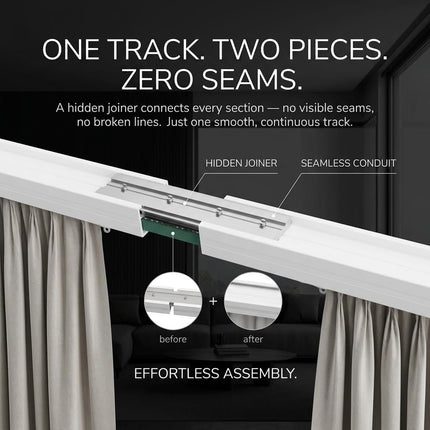 Quoya QL600 Motorised Smart Electric Curtain Track with Remote – Hidden Brackets, Automatic Curtain Opener – App & Voice Control – up to 5 m / 16.4 ft
