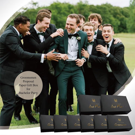 PartyGifts&beyond 8 Pcs Groomsmen Proposal Gift Box 6 Will You Be My Groomsman Gift Box and 2 Will You Be My Best Man Box(BK-H)