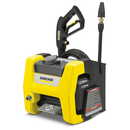 Kärcher Pressure Washer, Detergent Tank, Start/Stop Foot Switch, Onboard Storage Container, 3 Spray Nozzles, 1.46 GPM Max - for Cars, Decks, Patios, Driveways and Siding - K1700 Cube